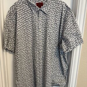 Foundry Men's Black and White Zebra Pattern button up shirt 3XL cotton